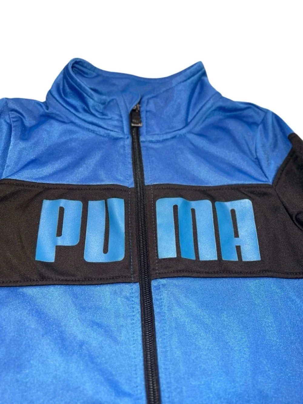 Puma Boys 2-Piece Track Set Blue & Black Zip Jacket Joggers Size 5 - Picture 4 of 12